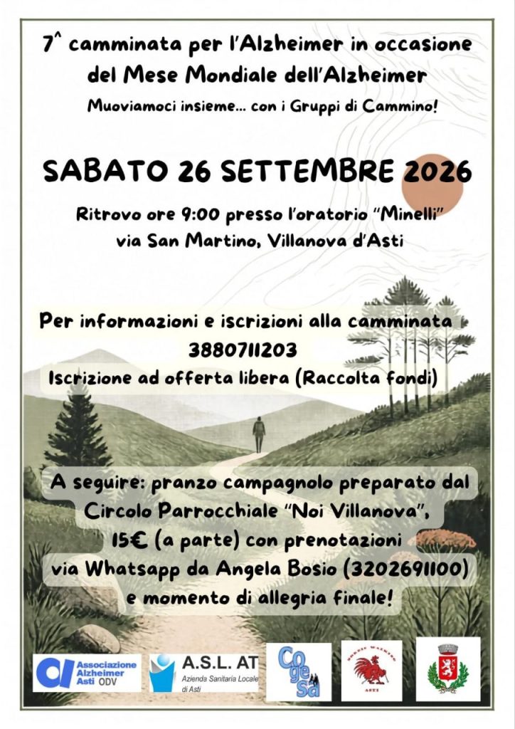 7° camminata per l’Alzheimer – sabato 26 settembre 2026